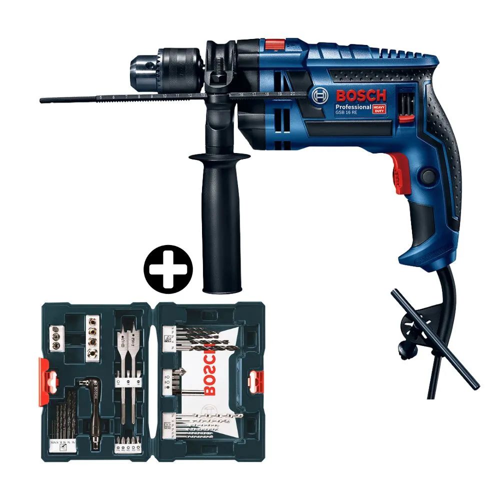 Combo Bosch: Taladro 1/2" Gsb 16Re + Set de 41 Piezas X-Line