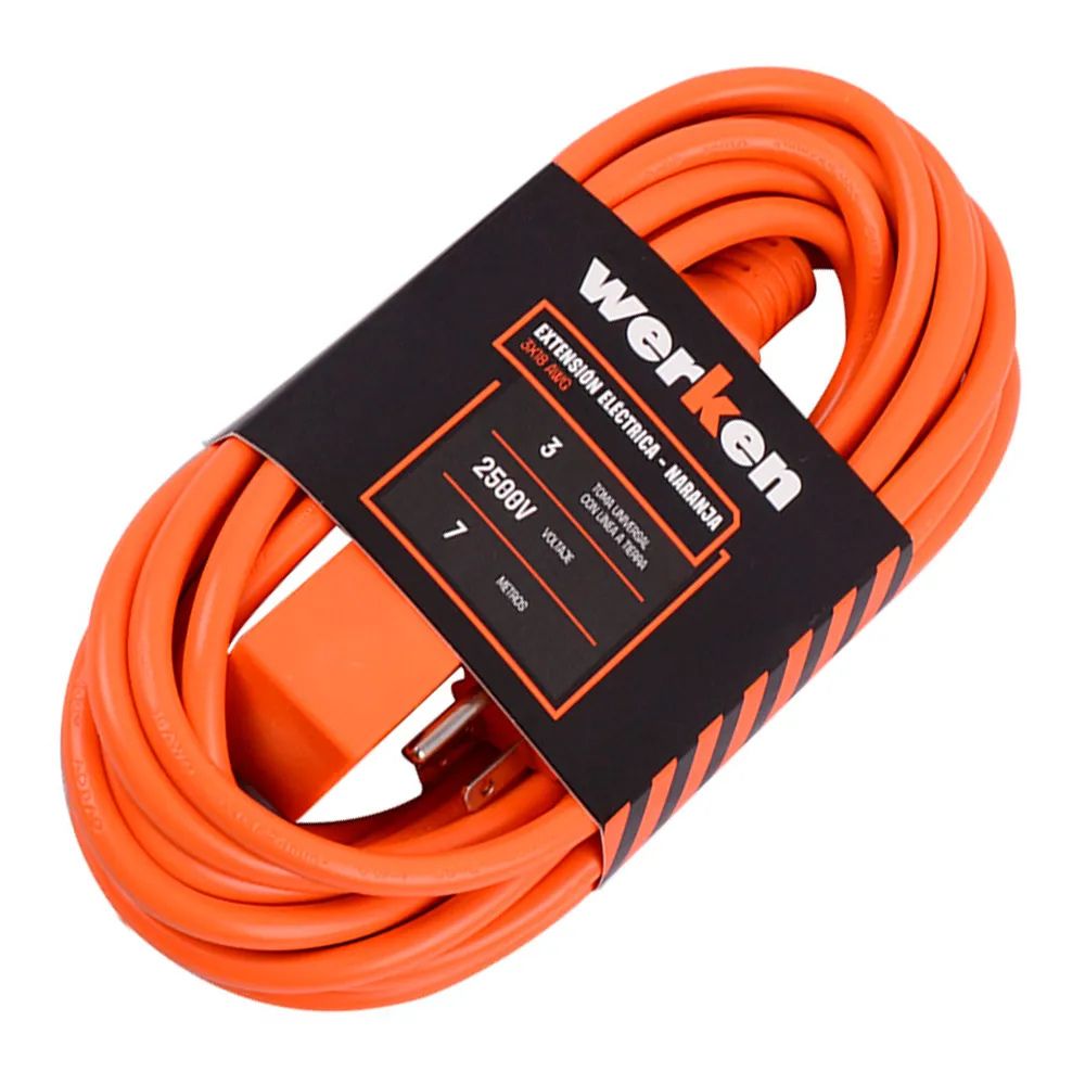 Extensión 3 tomas tierra 3x18awg 7m Werken